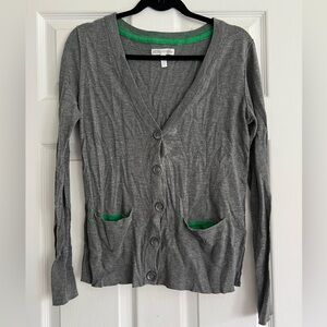 Aeropostale grey cardigan. Green accents. Size L.